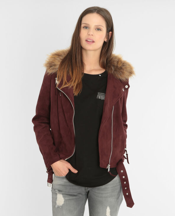 Veste suédine style motard violet - Pimkie