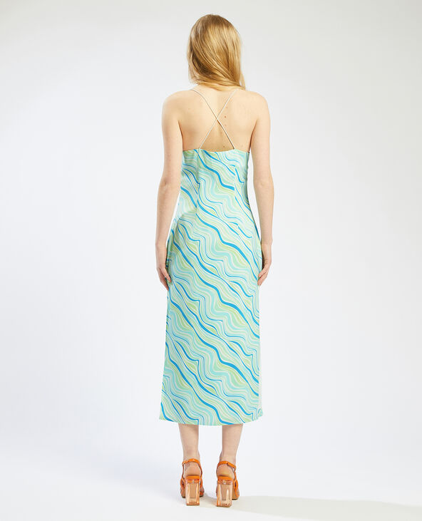 Robe longue motif rétro vert kaki - Pimkie
