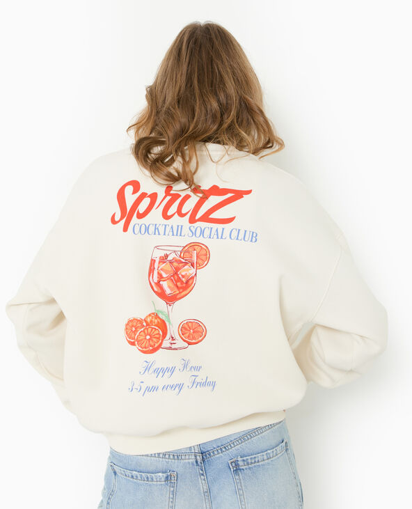 Sweat oversize avec print poitrine et dos blanc - Pimkie