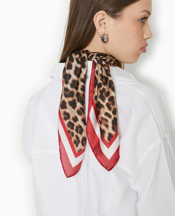 Foulard en tissu satiné motif léopard marron - Pimkie