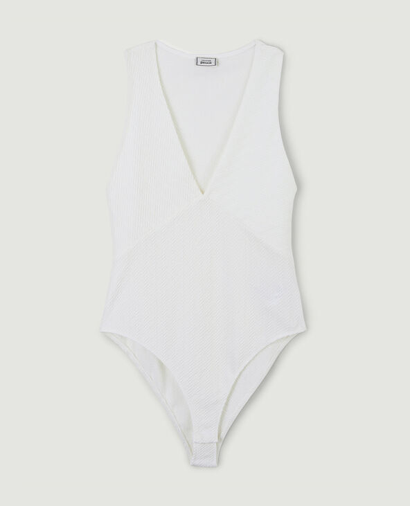 Body col V maille texturée blanc - Pimkie