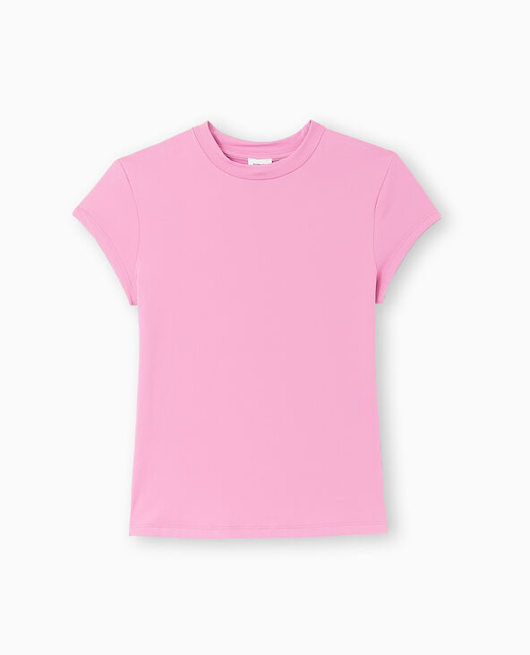 T-shirt ajusté en maille extensible rose - Pimkie