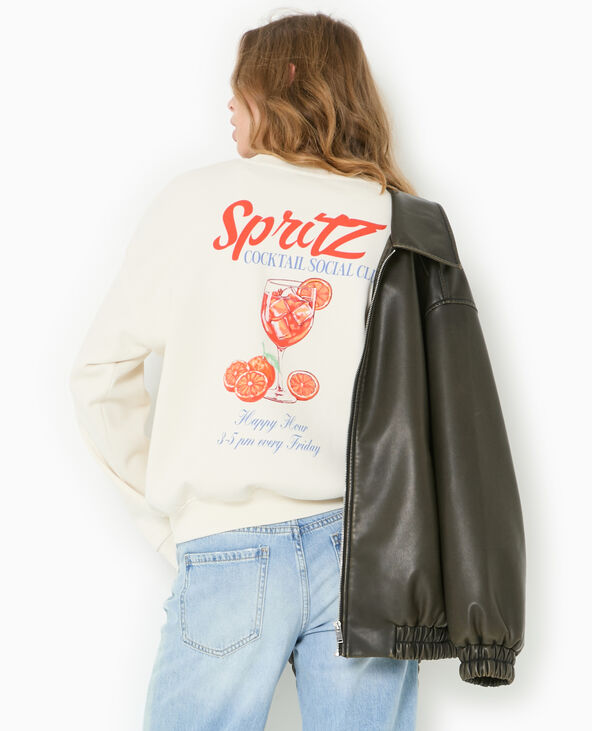 Sweat oversize avec print poitrine et dos blanc - Pimkie