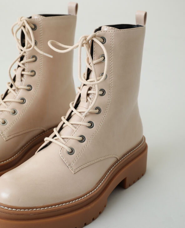 Boots rock simili cuir beige - Pimkie