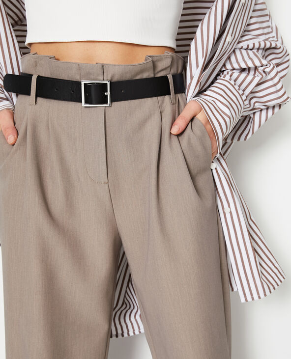 Pantalon large taille haute avec ceinture marron - Pimkie