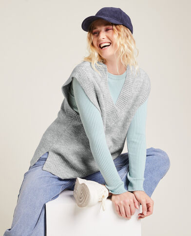 Pull sans manches oversize gris chiné - Pimkie