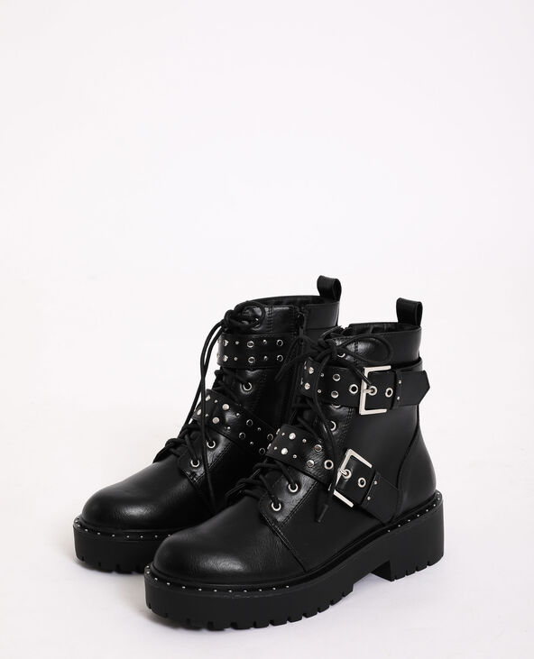 Boots rock à sangles noir - Pimkie