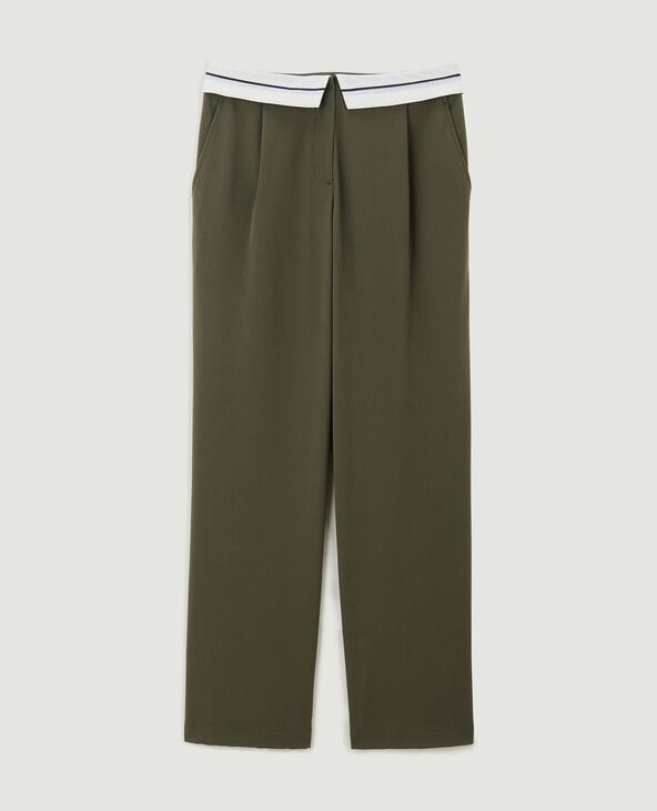 Pantalon droit avec ceinture fantaisie vert kaki - Pimkie