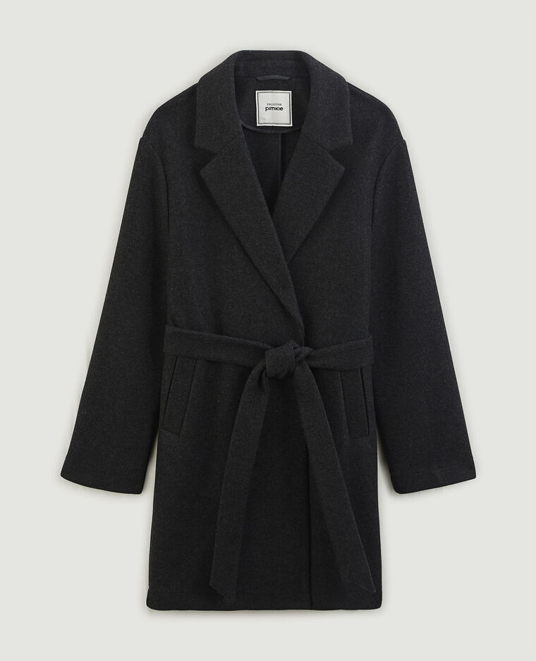 Manteau mi-long avec ceinture noir - Pimkie