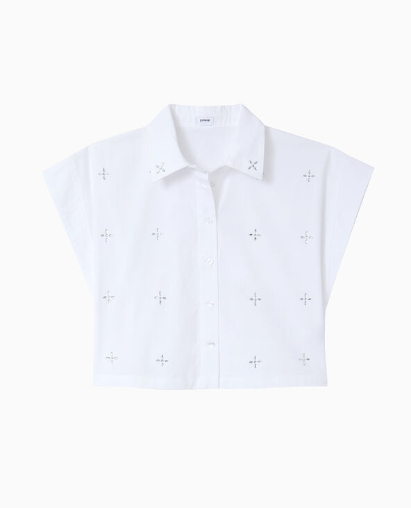 Chemise ample et courte avec strass blanc - Pimkie