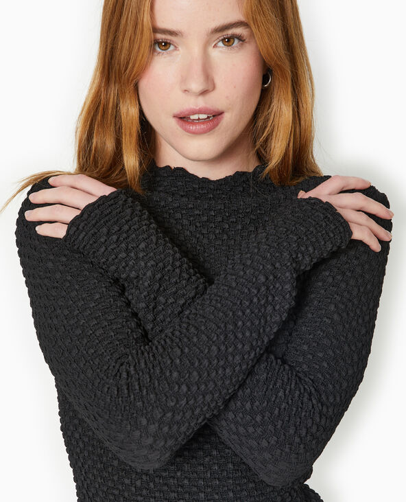Top manches longues en maille texturée noir - Pimkie