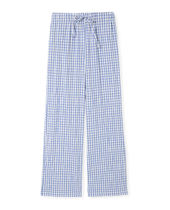 Pantalon droit en tissu gaufré motif vichy bleu - Pimkie
