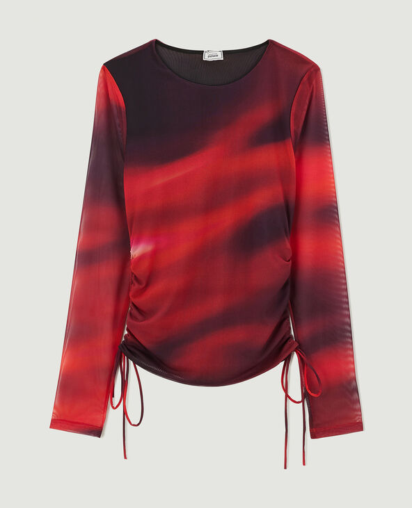 Top micro-mesh avec liens coulissants rouge - Pimkie