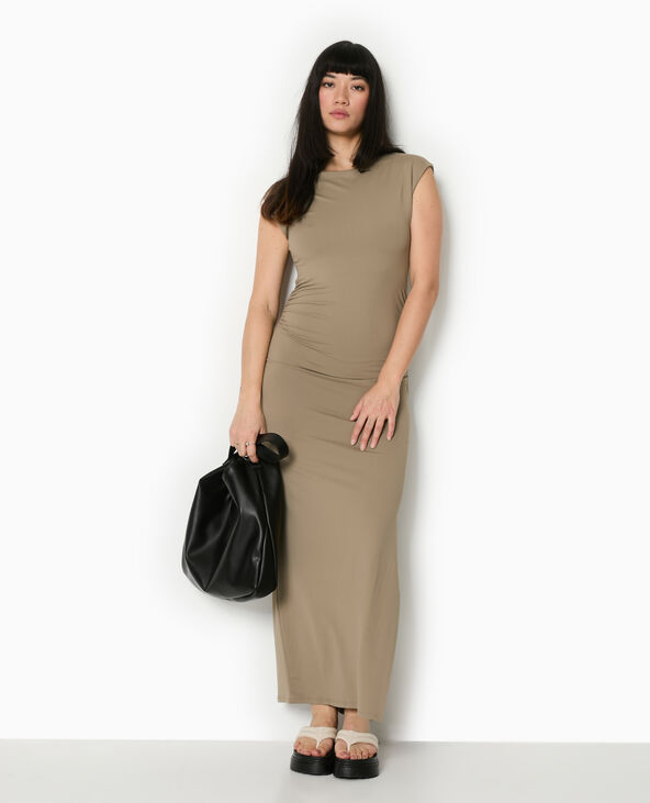 Robe longue sans manches avec fronces vert kaki - Pimkie