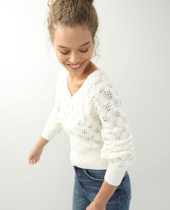 Pull ajouré blanc - Pimkie