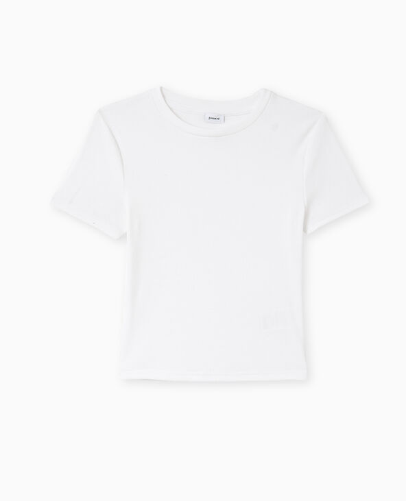 T-shirt court en maille côtelée blanc - Pimkie