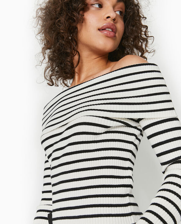 Pull maille fine encolure Bardot blanc - Pimkie