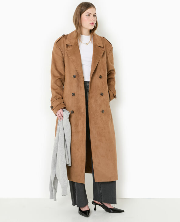 Trench oversize en suédine beige - Pimkie