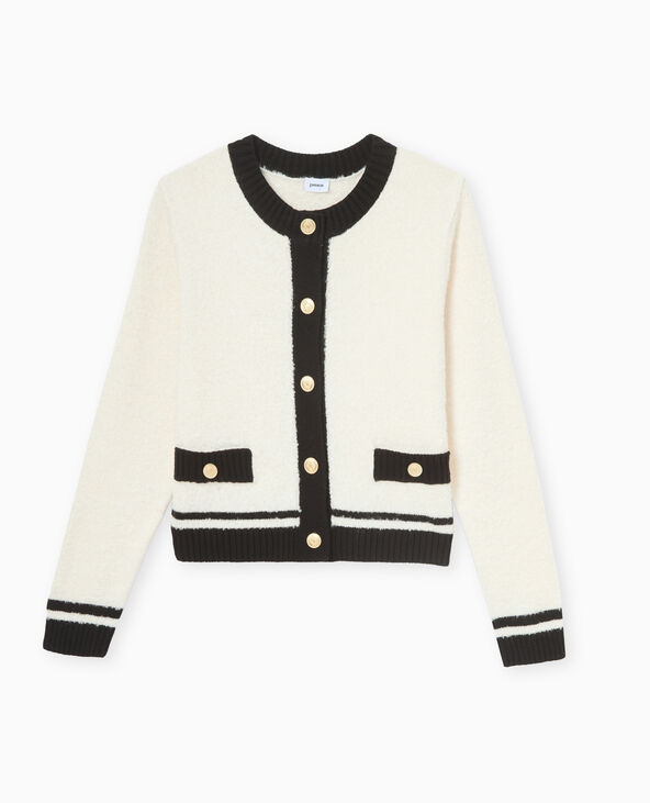 Gilet col rond avec bords contrastés blanc - Pimkie