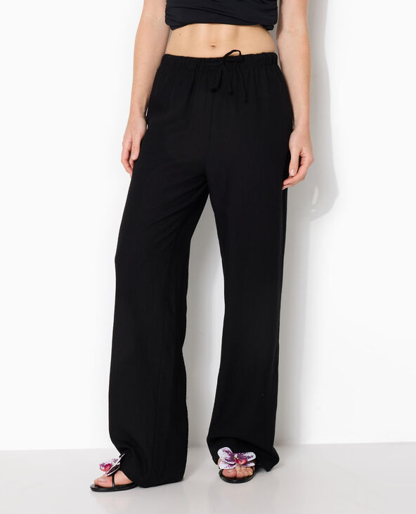Pantalon droit et large avec ceinture coulissée noir - Pimkie