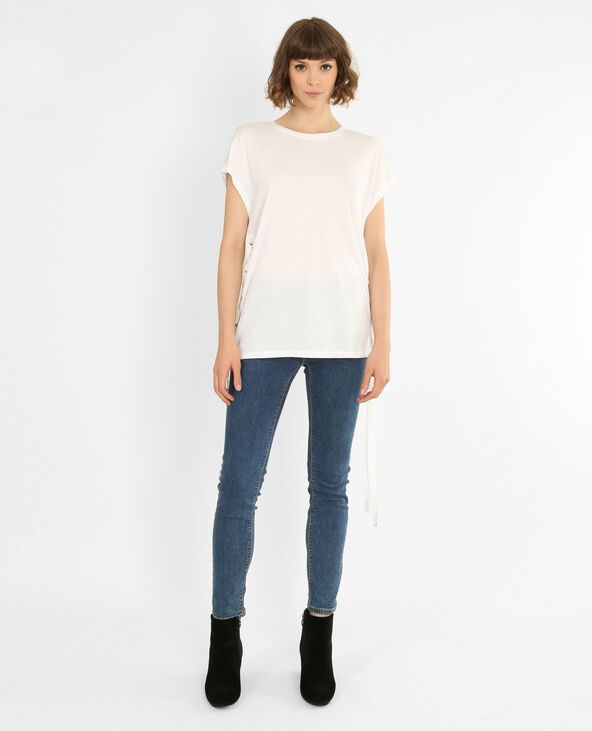 T-shirt à lacets blanc - Pimkie