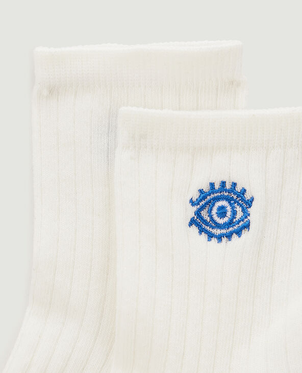 Paire de chaussettes avec broderie écru - Pimkie
