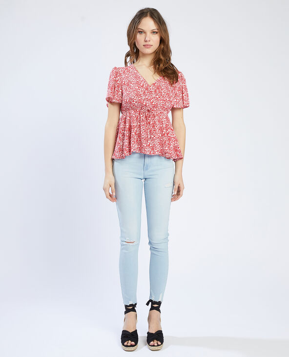Top fluide à fleurs rouge - Pimkie