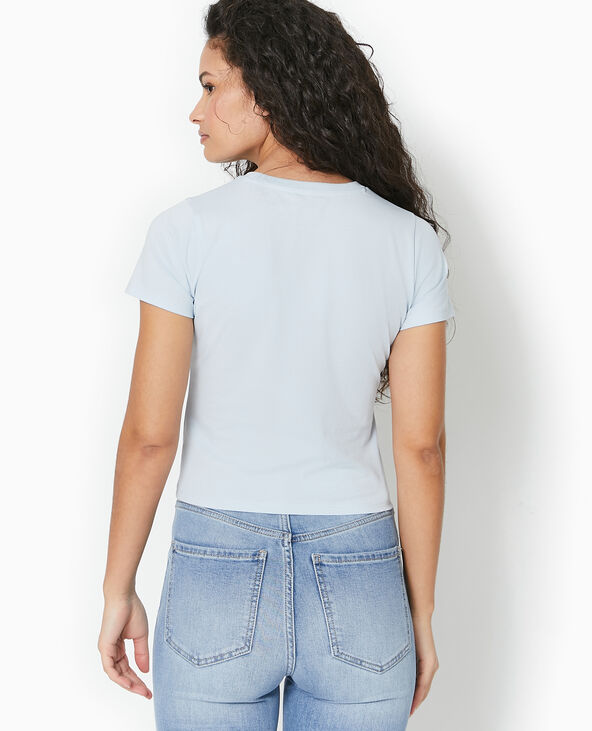 T-shirt ajusté avec print devant bleu - Pimkie