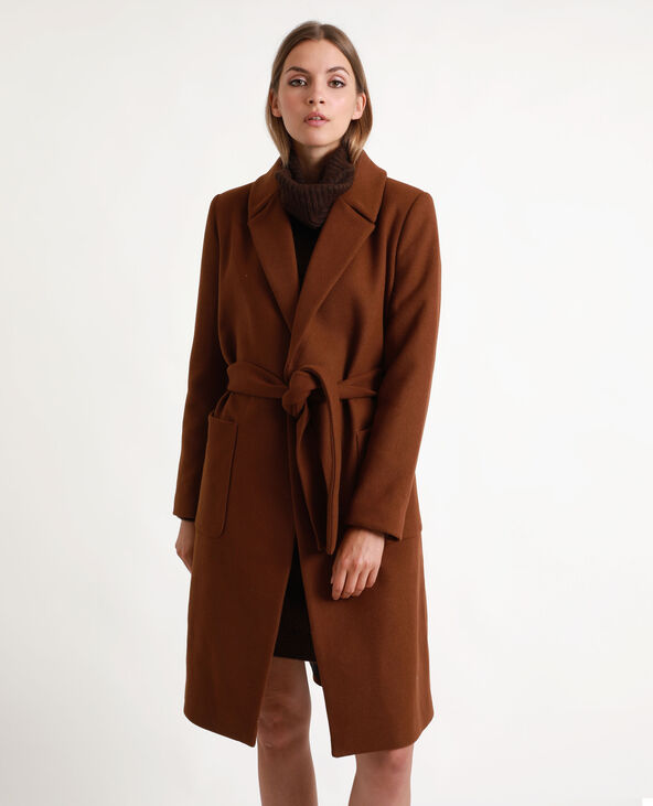 Manteau drap de laine marron - Pimkie
