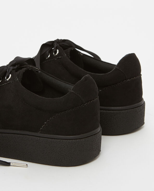 Baskets lacets satinés noir - Pimkie
