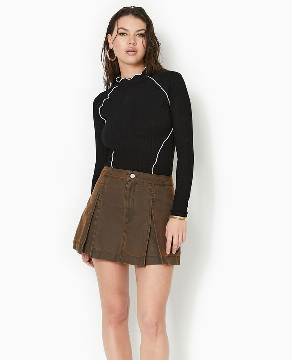 Top en maille côtelée avec coutures apparentes noir - Pimkie