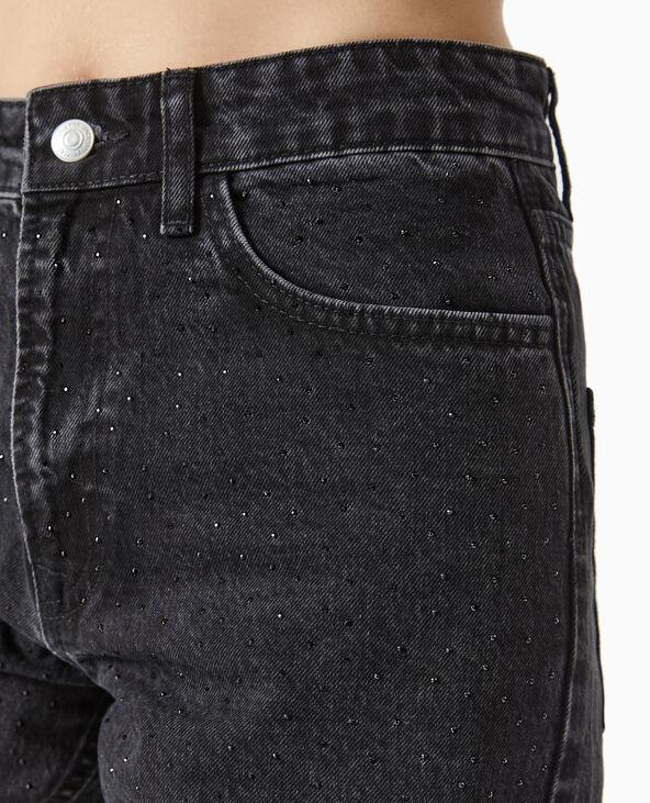 Jean droit avec strass noirs noir - Pimkie