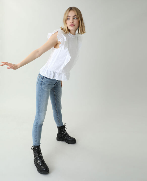 Blouse plumetis à volants blanc - Pimkie