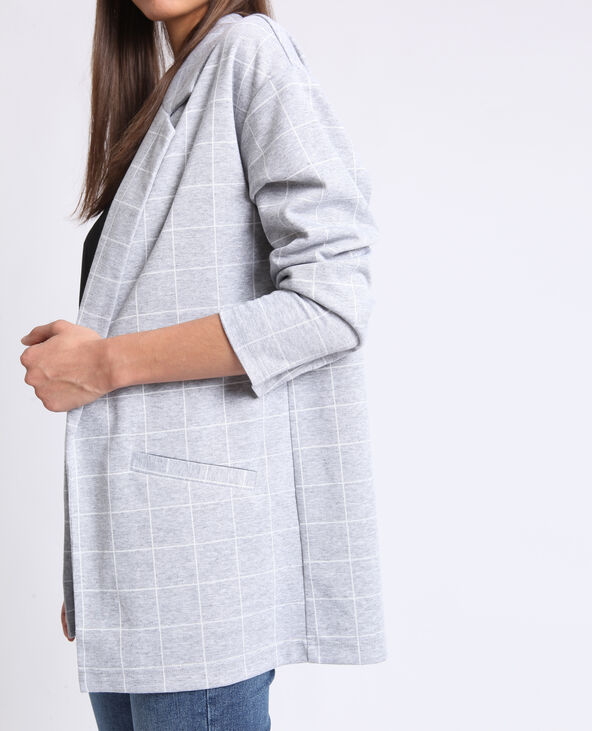 Blazer à carreaux gris chiné - Pimkie