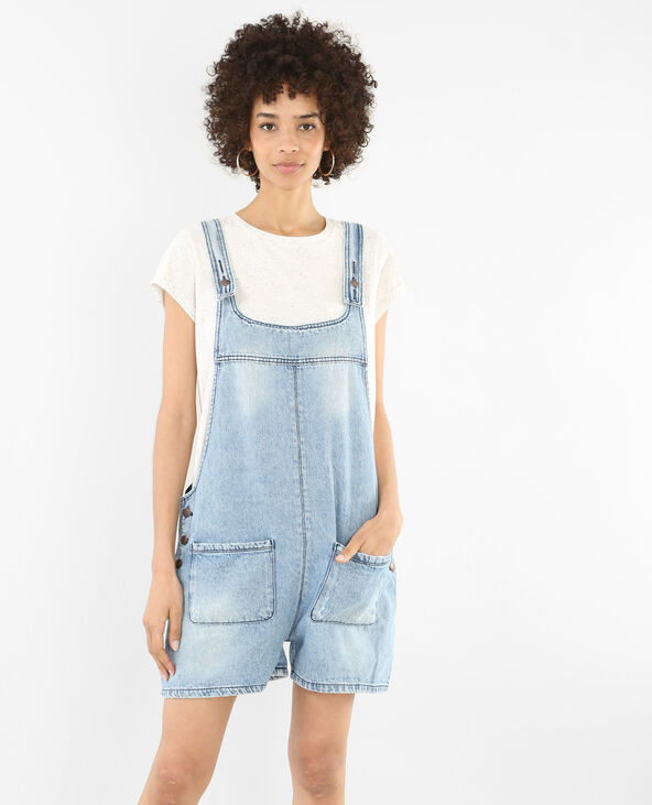 Salopette courte en jean bleu - Pimkie