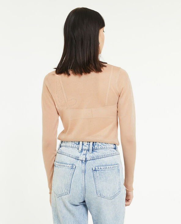 Top manches longues en maille transparente beige - Pimkie