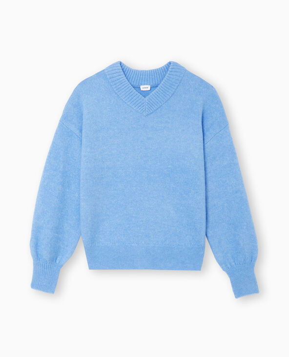 Pull col V en maille bleu clair - Pimkie