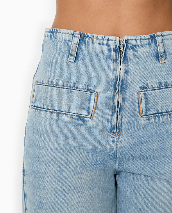 Jean droit taille haute fausses poches devant bleu - Pimkie