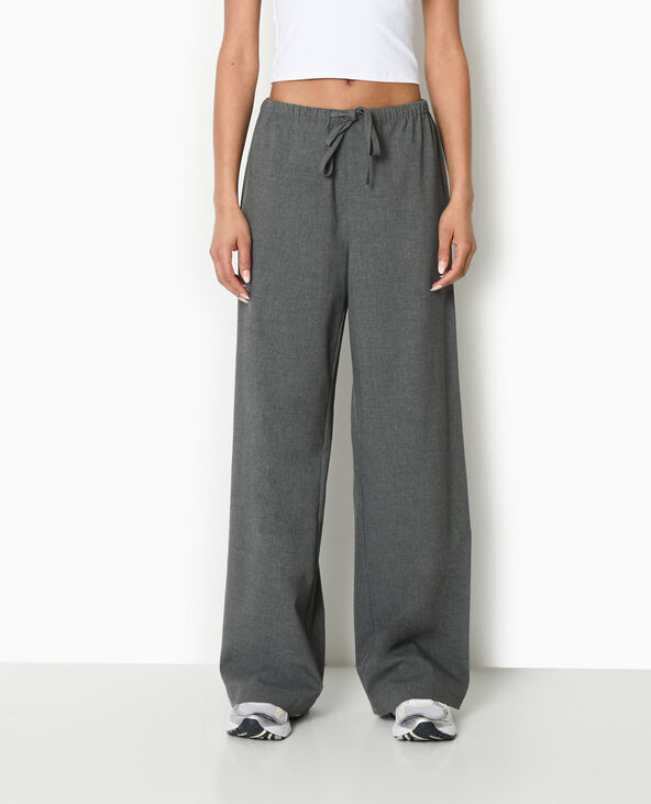 Pantalon droit taille élastiquée gris foncé - Pimkie