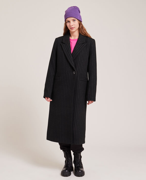 Manteau long avec laine noir - Pimkie