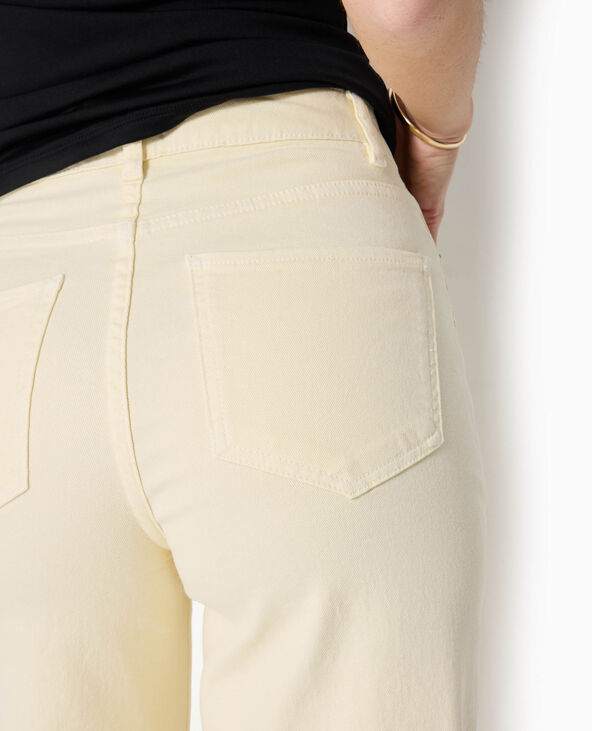 Jean wide taille haute avec bas coupés jaune - Pimkie