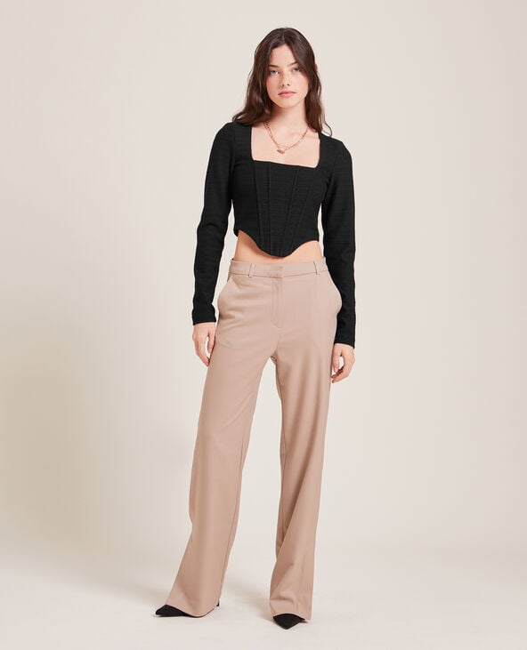 Top court effet corset noir - Pimkie