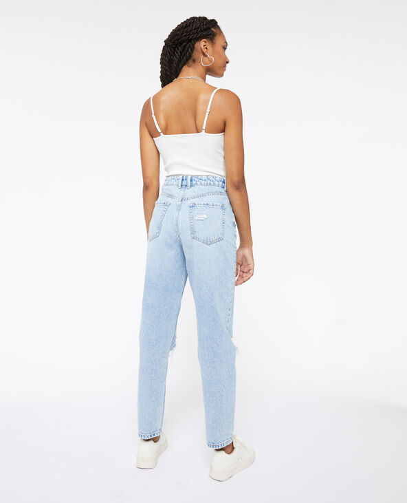 Jean mom taille haute trashé bleu - Pimkie