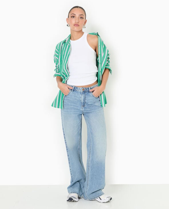 Chemise oversize rayée esprit pyjama d'homme vert - Pimkie