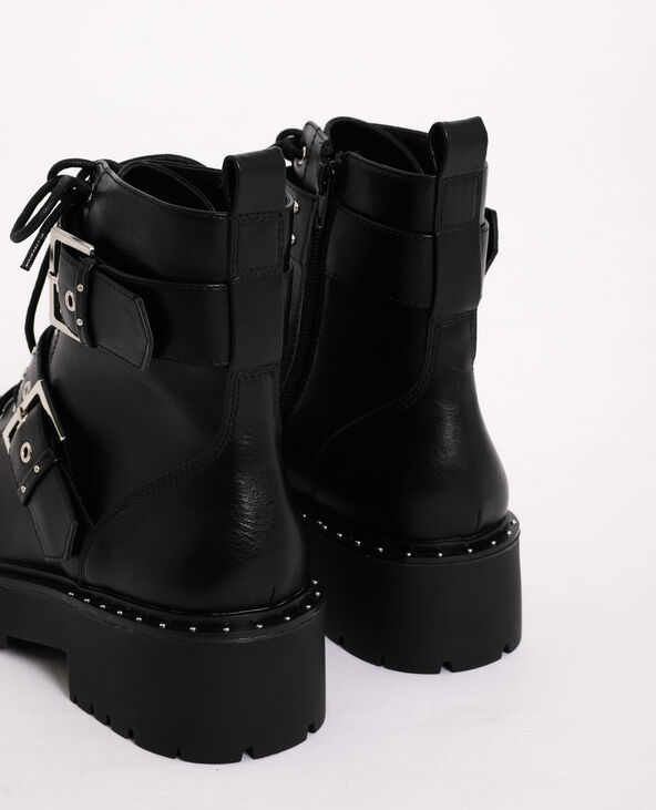 Boots rock à sangles noir - Pimkie