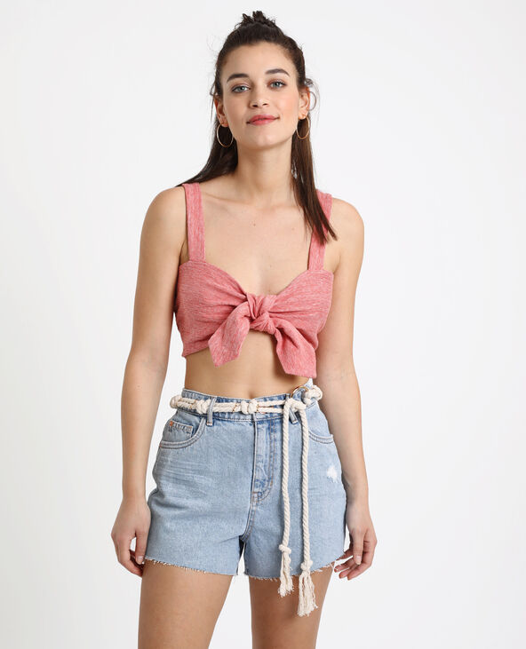 Crop top à nœud rouge - Pimkie