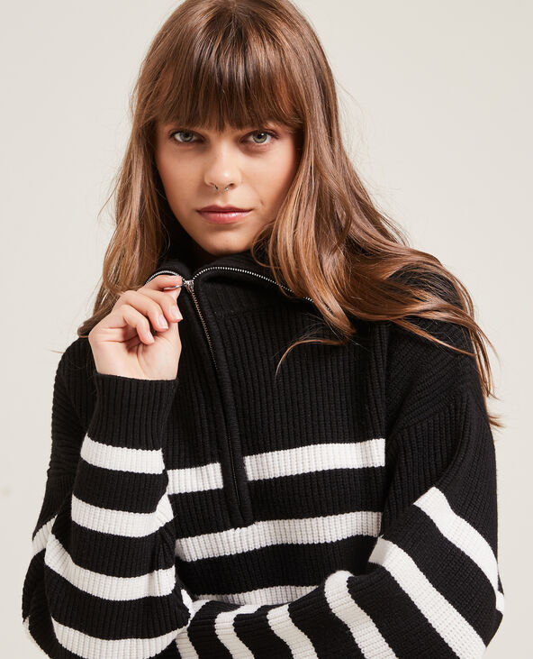 Pull en maille col zippé noir - Pimkie