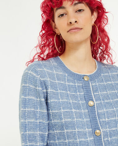 Gilet effet tweed à carreaux bleu - Pimkie