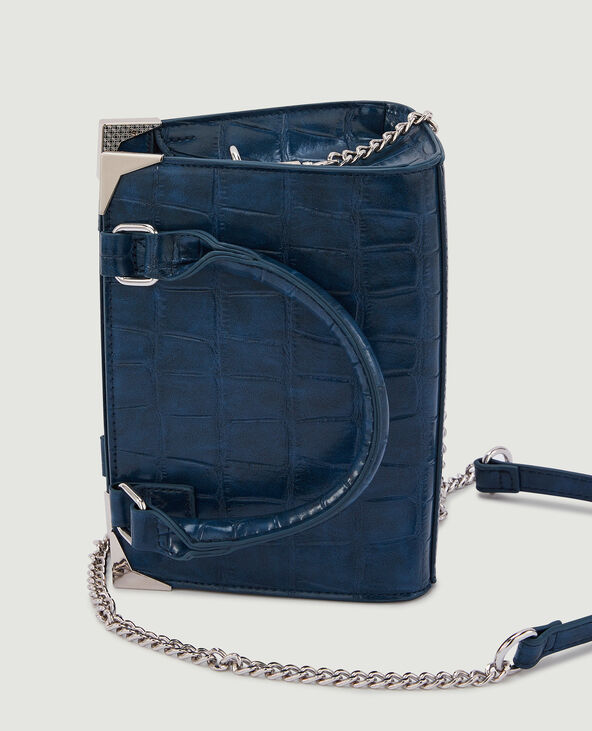 Sac boxy effet croco bleu marine - Pimkie