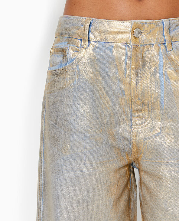 Jean wide taille haute enduit doré doré - Pimkie